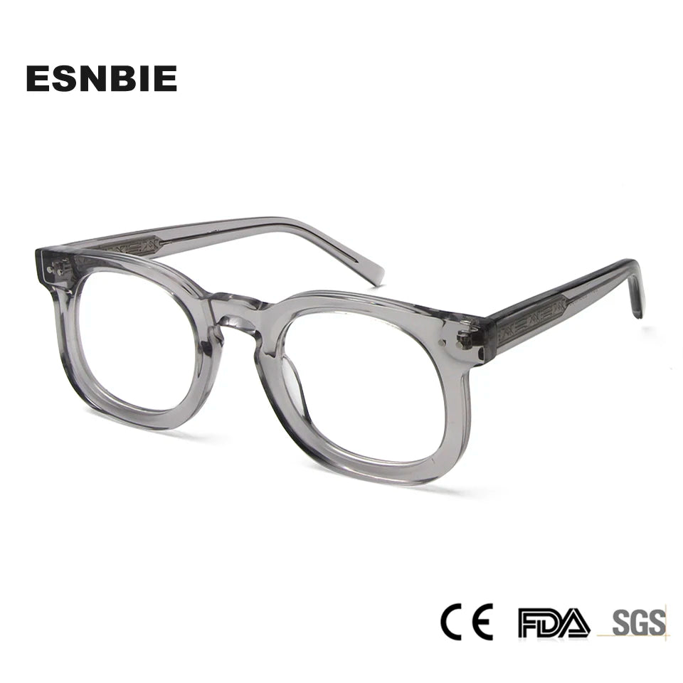 Esnbie Unisex Full Rim Square Oval Acetate Eyeglasses 23035 Full Rim Esnbie   