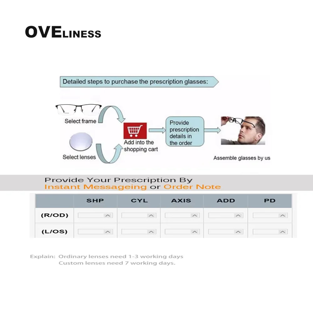 Oveliness Men's Semi Rim Square Titanium Alloy Eyeglasses 49858 Semi Rim Oveliness   