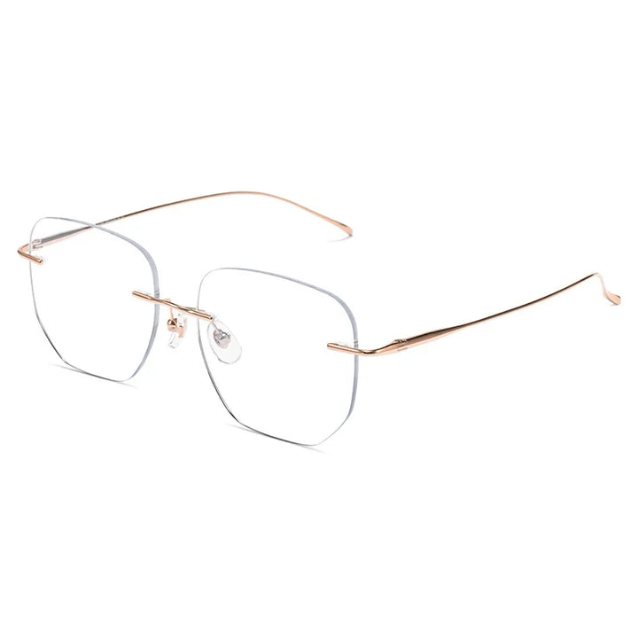Momoja Women's Rimless Square Polygon Titanium Eyeglasses 728925