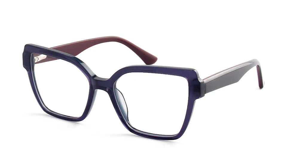 Esnbie Women's Full Rim Polygon Cat Eye Acetate Eyeglasses 49010