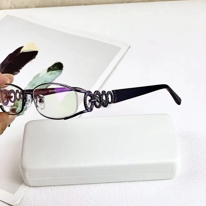 Cubojue Women's Full Rim Oval Alloy Acetate Reading Glasses 49623 Reading Glasses Cubojue +375 PURPLE