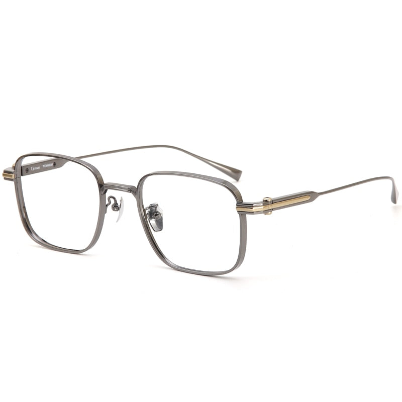 Muzz Men's Full Rim Square Titanium Eyeglasses 10147 Full Rim Muzz Gray  