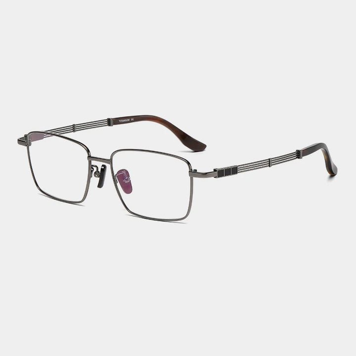 Gatenac Unisex Full Rim Square Titanium Horn Temple Eyeglasses Gxy1497 Full Rim Gatenac Gun  