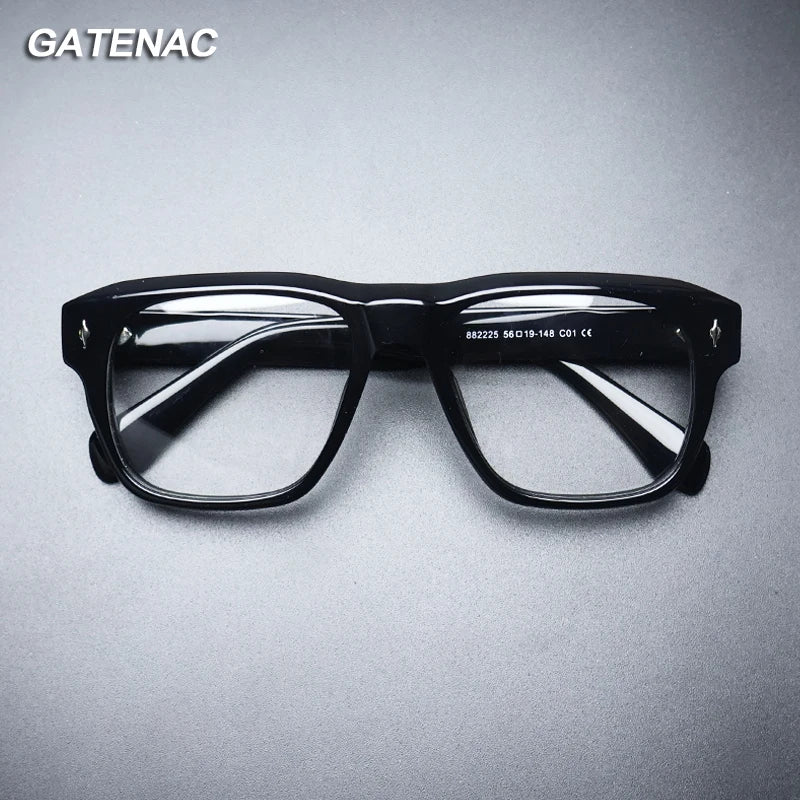 Gatenac Men's Full Rim Thick Oversized Acetate Eyeglasses Gxyj1471 Full Rim Gatenac   