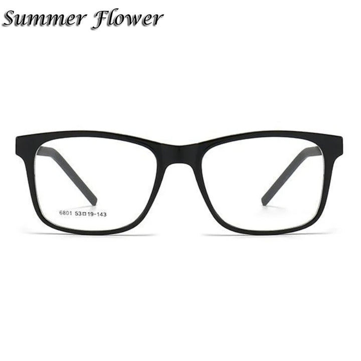 Summer Flower Men's Full Rim Square Tr 90 Titanium Eyeglasses 86801