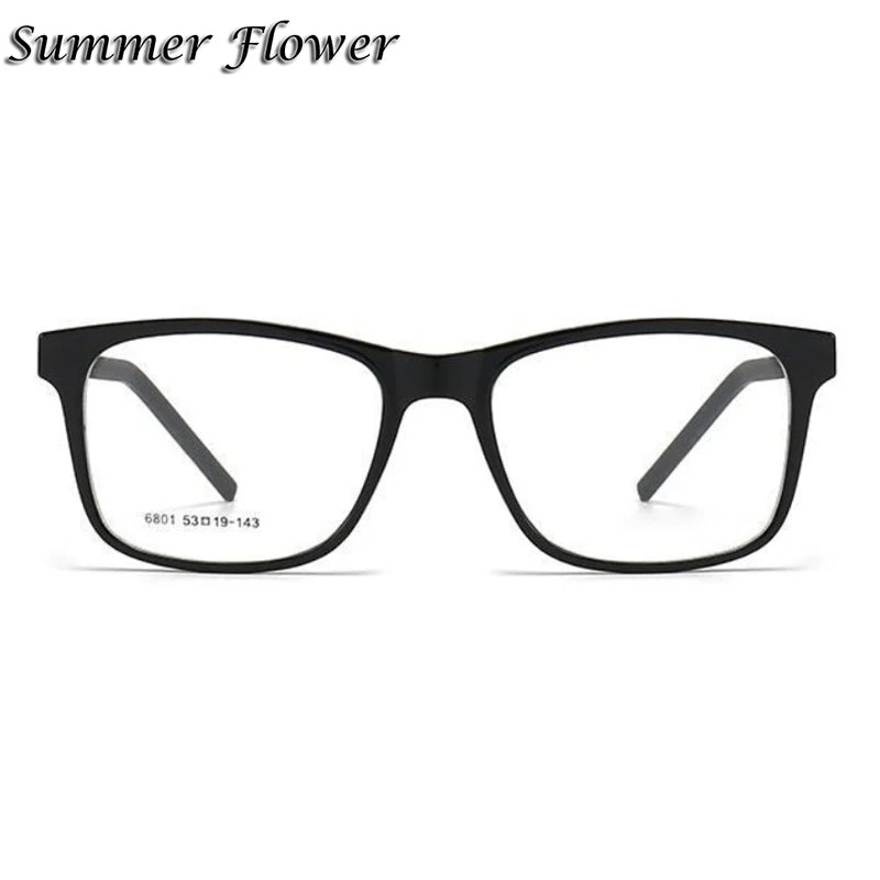 Summer Flower Men's Full Rim Square Tr 90 Titanium Eyeglasses 68014
