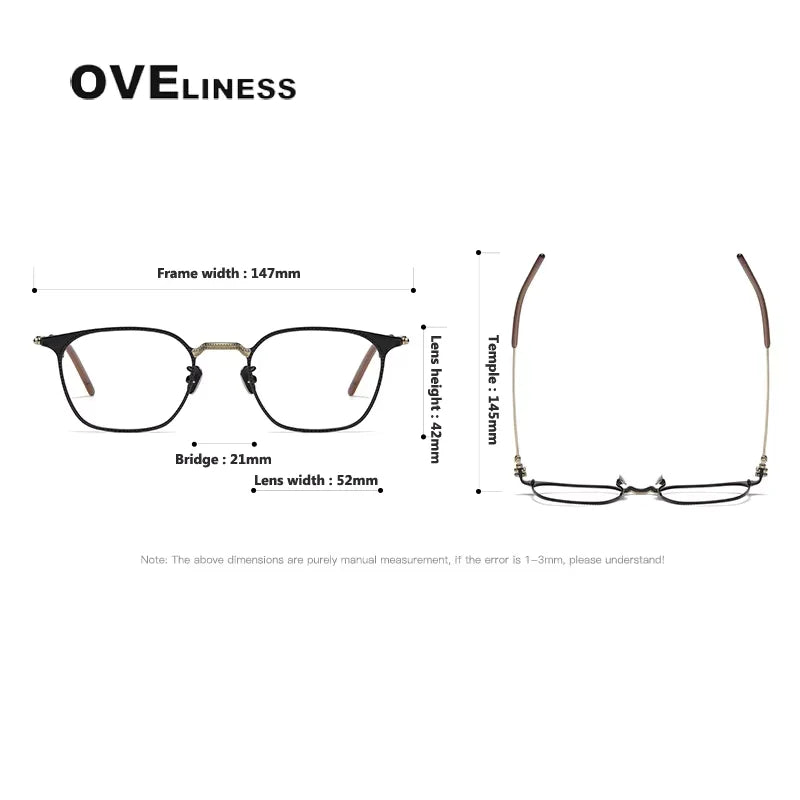Oveliness Unisex Full Rim Square Titanium Eyeglasses 248162 Full Rim Oveliness