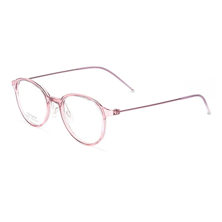 Hotony Women's Full Rim Round Acetate Titanium Eyeglasses 58204