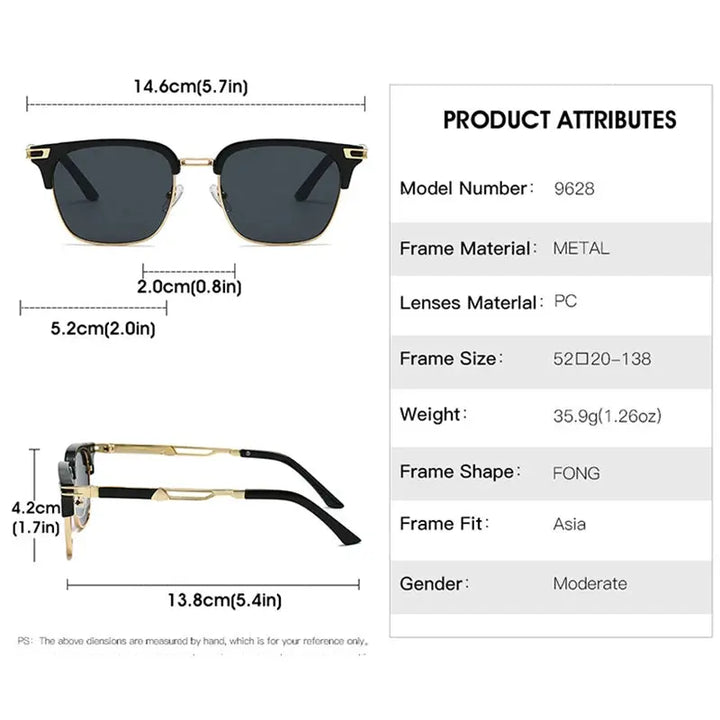 Kocolior 962800 Unisex Full Rim Square Steel Acetate Sunglasses FuzWeb