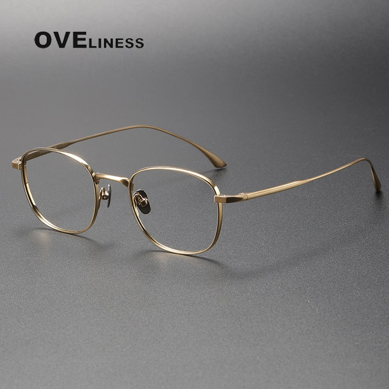 Oveliness Unisex Full Rim Square Titanium Eyeglasses 422145 Full Rim Oveliness gold  