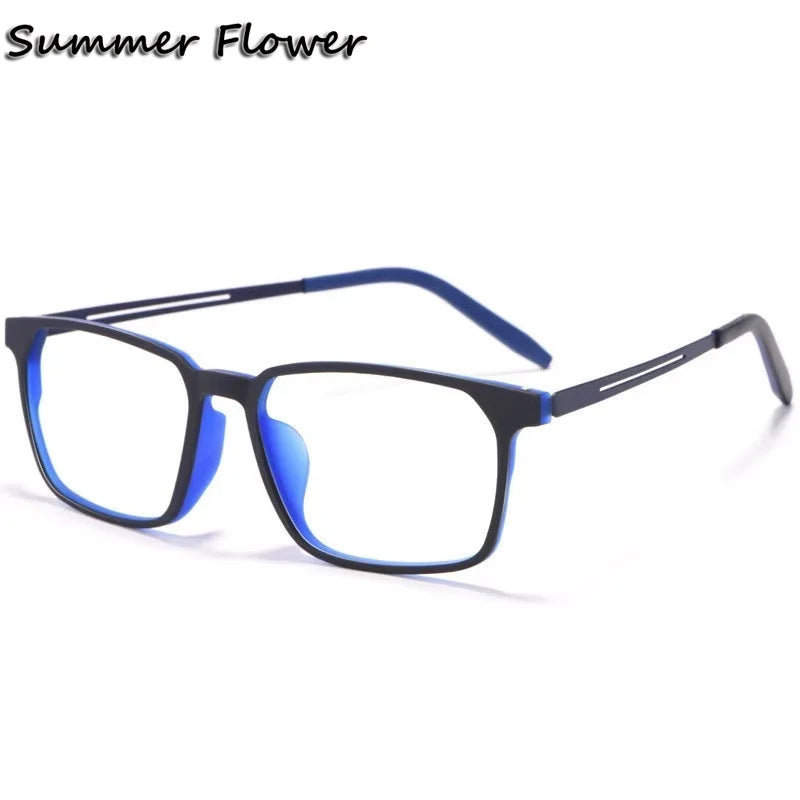 Summer Flower Unisex Full Rim Square Tr 90 Titanium Eyeglasses 88878 Full Rim Summer Flower