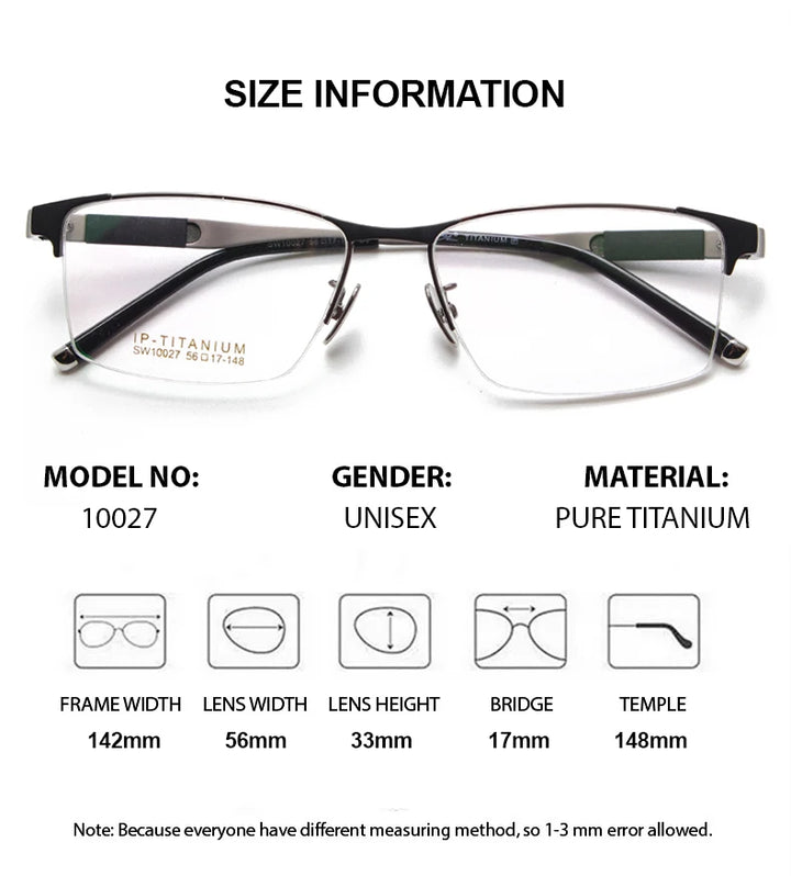 Chashma Ochki Men's Semi Rim Square Titanium Eyeglasses 100274