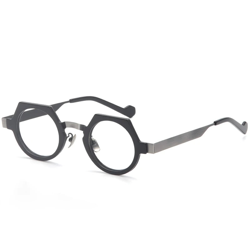 Aror Unisex Full Rim Flat Top Round Acetate Alloy Eyeglasses 94008