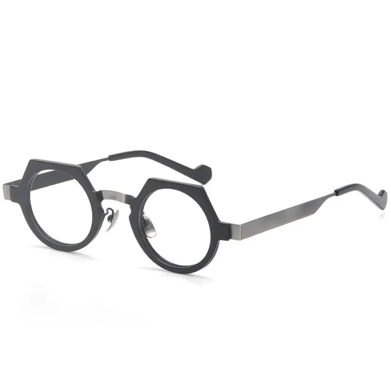 Aror Unisex Full Rim Flat Top Round Acetate Alloy Eyeglasses 94008.