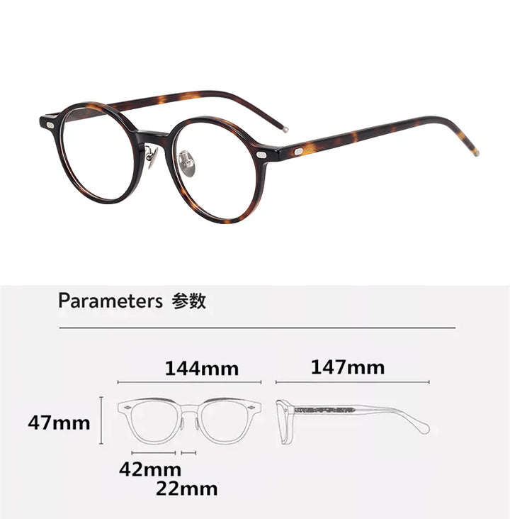 Black Mask Unisex Full Rim Round Acetate Eyeglasses 61705