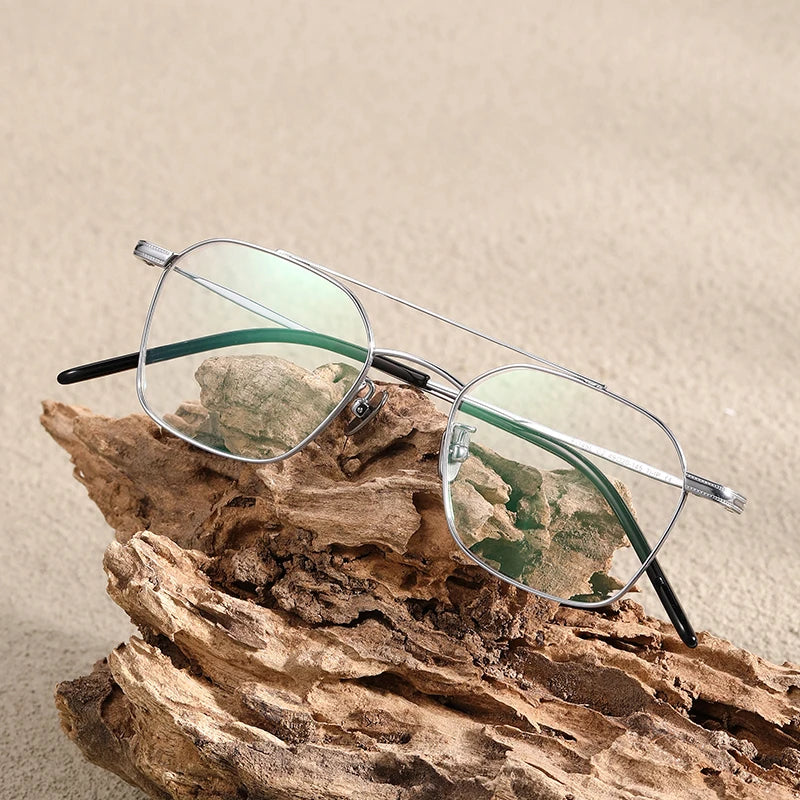 Black Mask Women's Full Rim Square Double Bridge Titanium Eyeglasses 382149