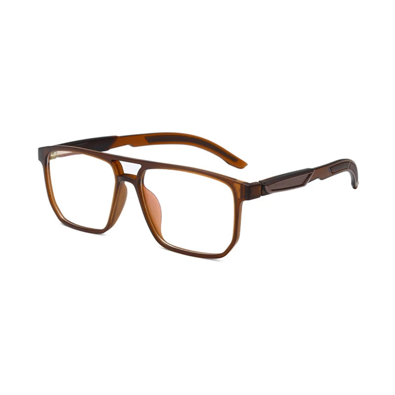 KatKani Unisex Full Rim Square Double Bridge Tr 90 Eyeglasses Yd209 Full Rim KatKani Eyeglasses Tea  