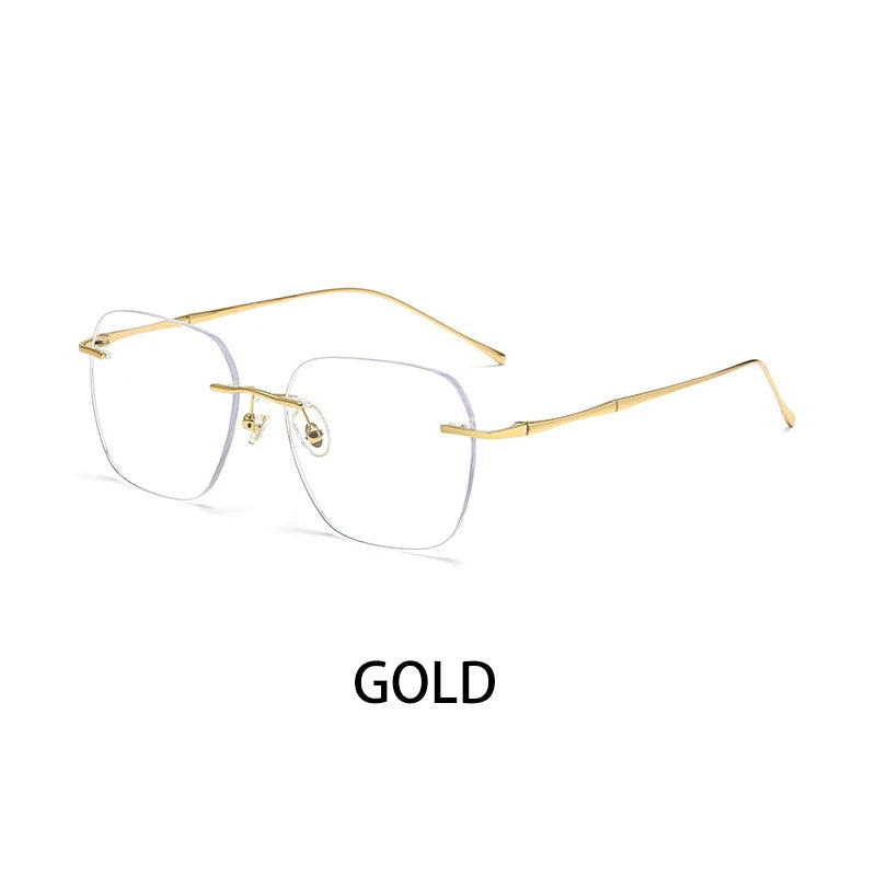 Vicky Women's Rimless Polygon Titanium Reading Glasses V0623 Reading Glasses Vicky F0623-Gold -150 