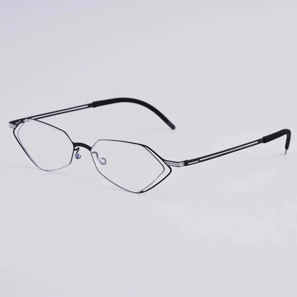 Bobbie 339014 Unisex 140mm Full Rim Polygon Oval Titanium Frames FuzWeb