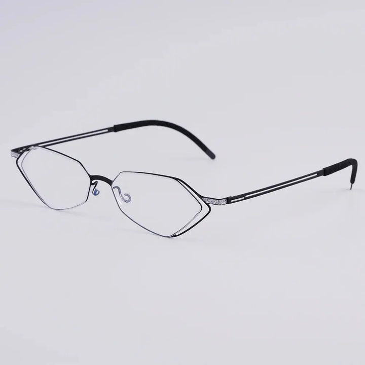 Bobbie 339014 Unisex 140mm Full Rim Polygon Oval Titanium Frames FuzWeb