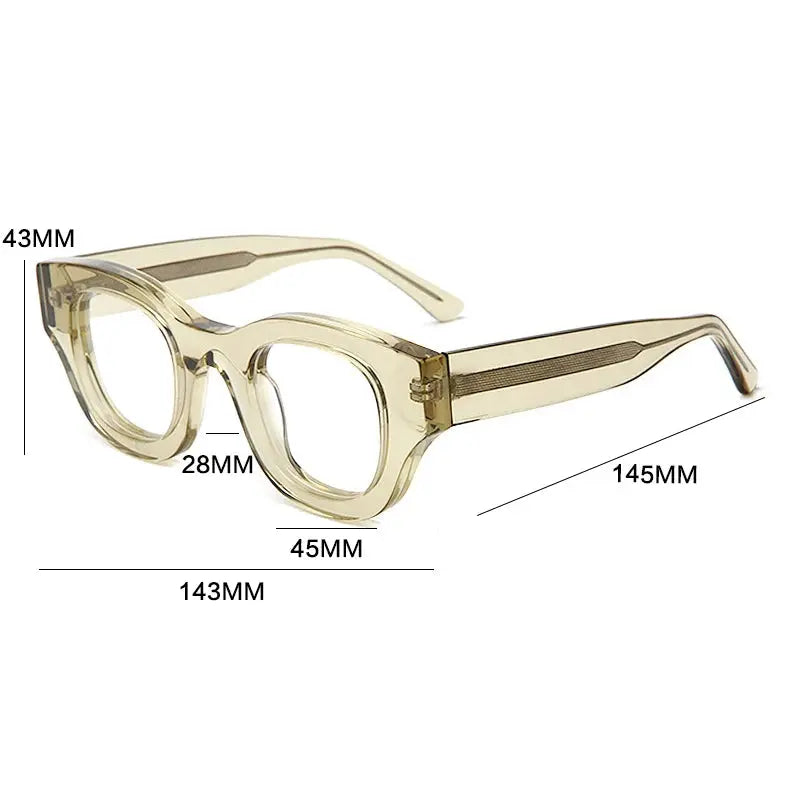 Gatenac Unisex Full Rim Square Thick Acetate Eyeglasses 237043 FuzWeb