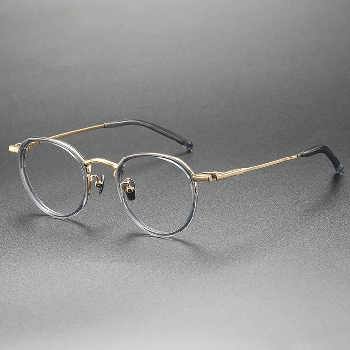 Aimee Unisex Full Rim Oval Titanium Acetate Eyeglasses 1343 Full Rim Aimee Grey-Golden  