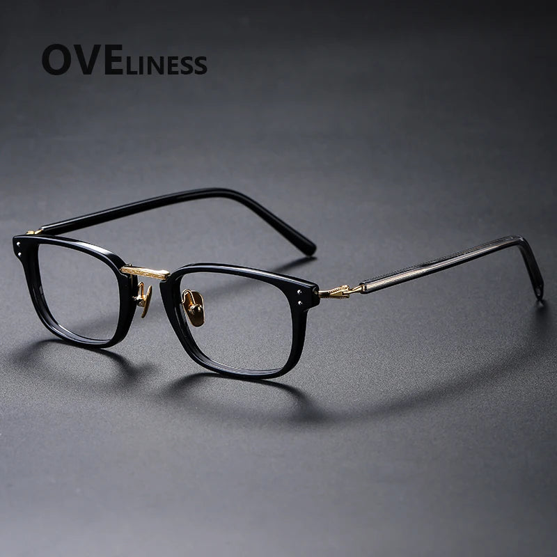 Oveliness Women's Full Rim Square Acetate Titanium Eyeglasses 81820