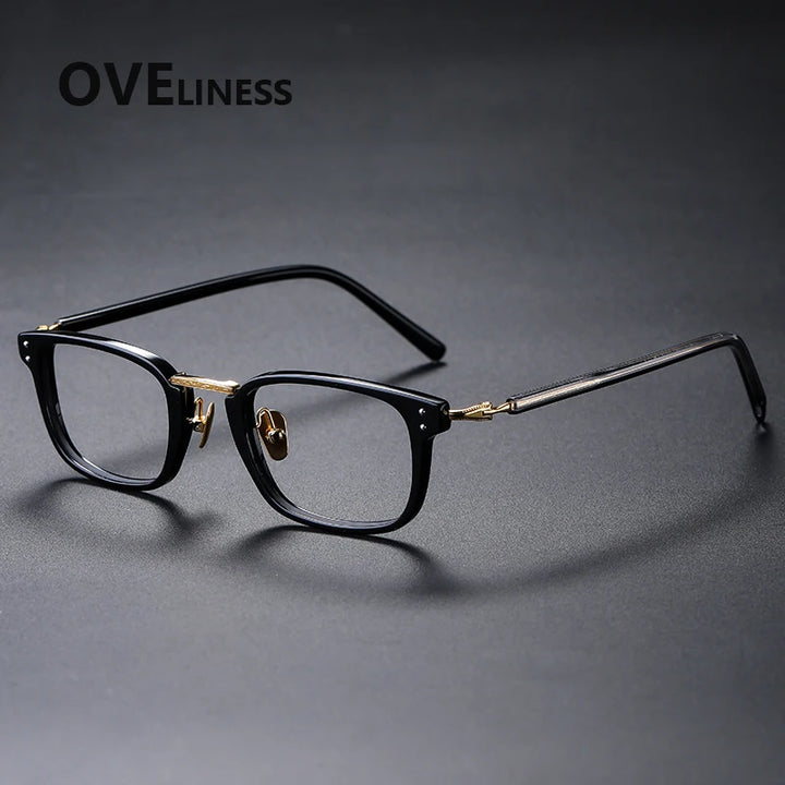 Oveliness Women's Full Rim Square Acetate Titanium Eyeglasses 81820