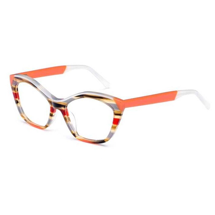 CCSpace Unisex Full Rim Cat Eye Acetate Fiber Eyeglasses 56527 Full Rim CCspace C1Red  