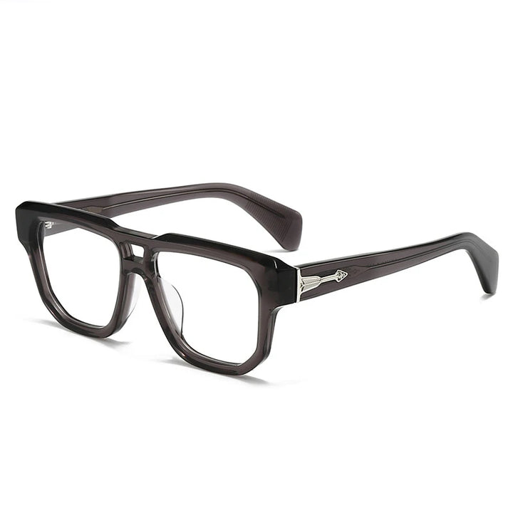 Black Mask Unisex Full Rim Square Brow Line Double Bridge Acetate Eyeglasses 44304 Full Rim Black Mask Gray