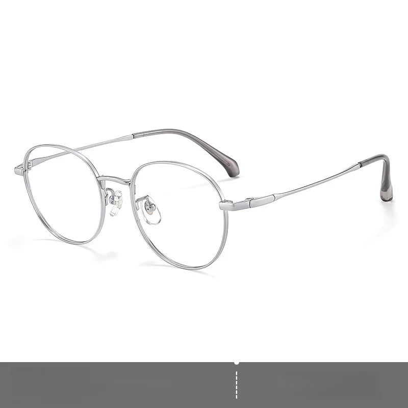 Yimaruili Unisex Full Rim Round Pure Titanium Eyeglasses 23822 — view 7 | Yimaruili at FuzWeb