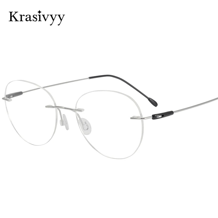 Krasivyy Women's Rimless Oval Round Screwless Titanium Eyeglasses 316072