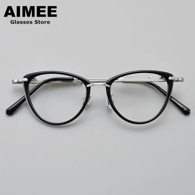 Aimee Women's Full Rim Cat Eye Titanium Acetate Eyeglasses 49142