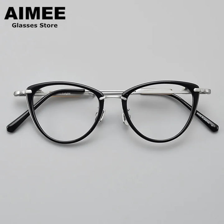 Aimee Women's Full Rim Cat Eye Titanium Acetate Eyeglasses 49142