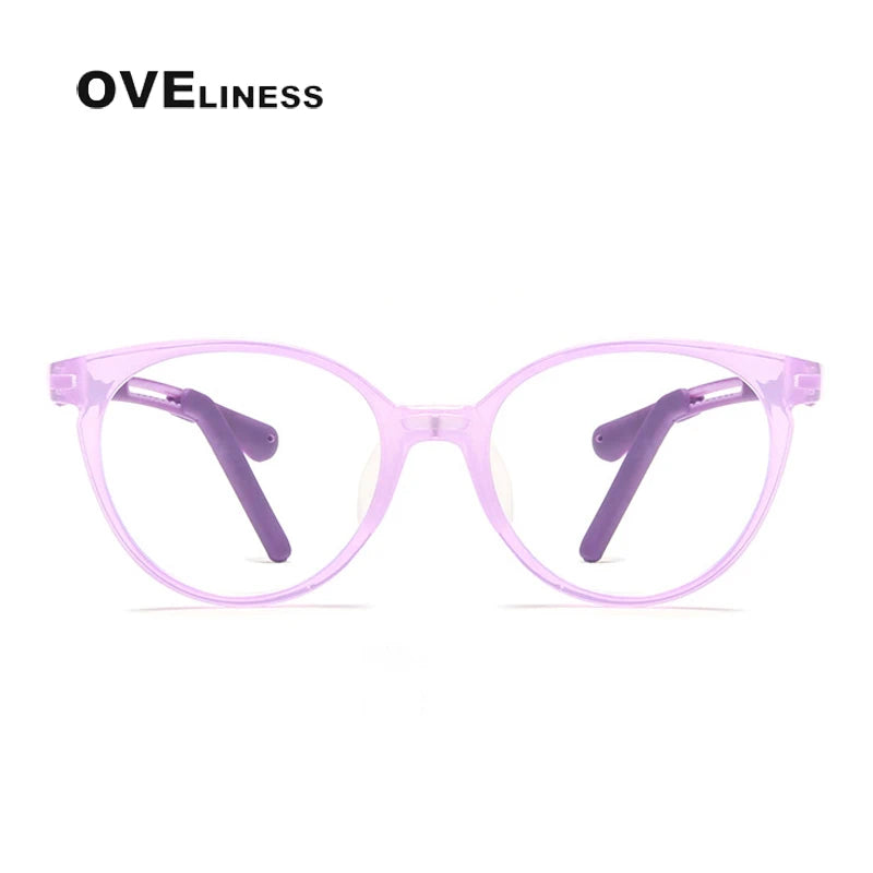 Oveliness Unisex Youth's Full Rim Round Tr 90 Titanium Eyeglasses T2022 Full Rim Oveliness purple  