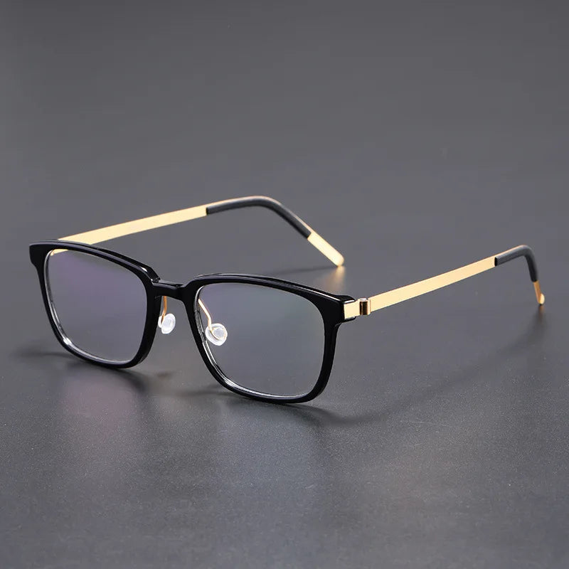 Black Mask Unisex Full Rim Square Titanium Acetate Screwless Eyeglasses 1231 Full Rim Black Mask   