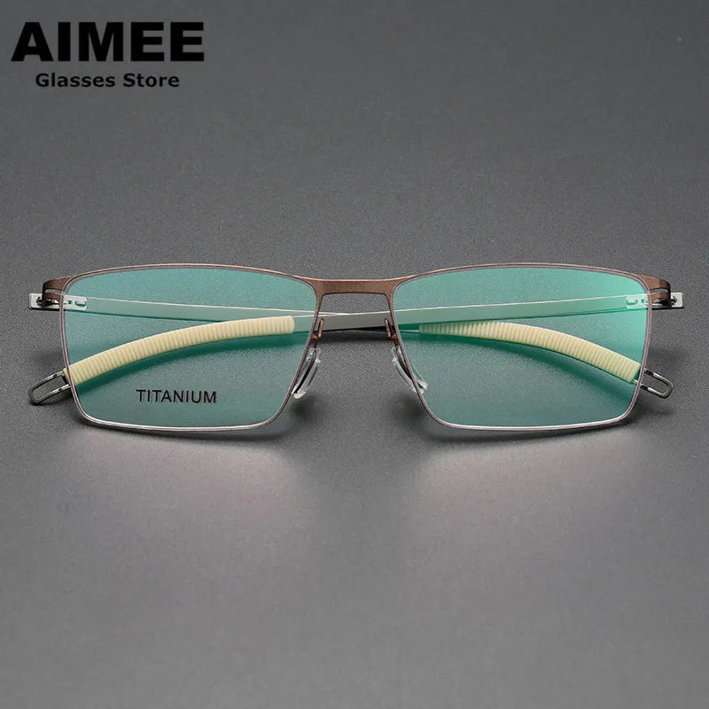 Aimee Unisex Full Rim Square Screwless Titanium Eyeglasses 46119 Full Rim Aimee   