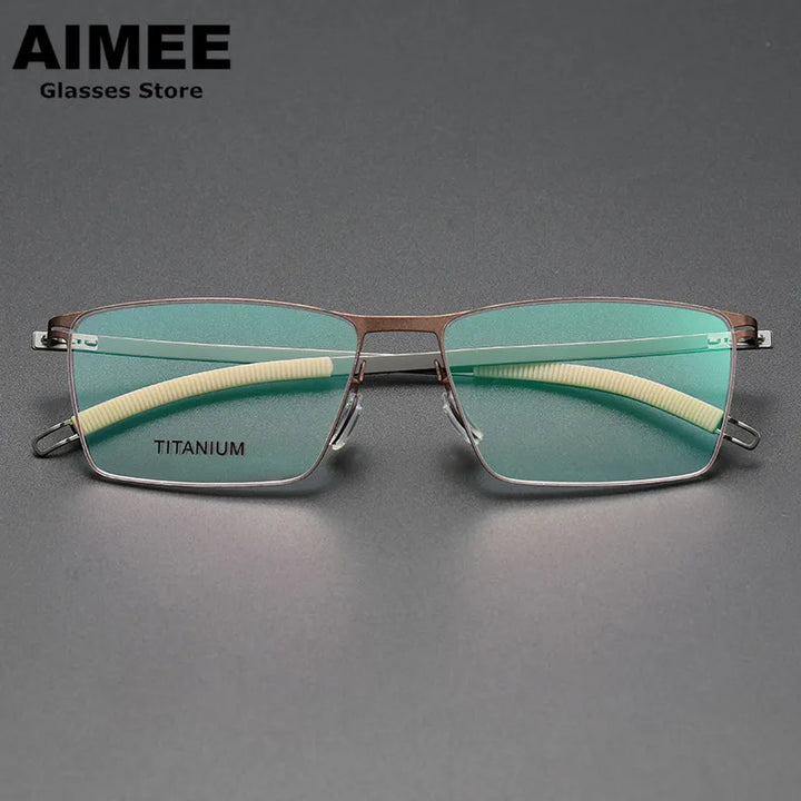 Aimee Unisex Full Rim Square Screwless Titanium Eyeglasses 46119 Full Rim Aimee   