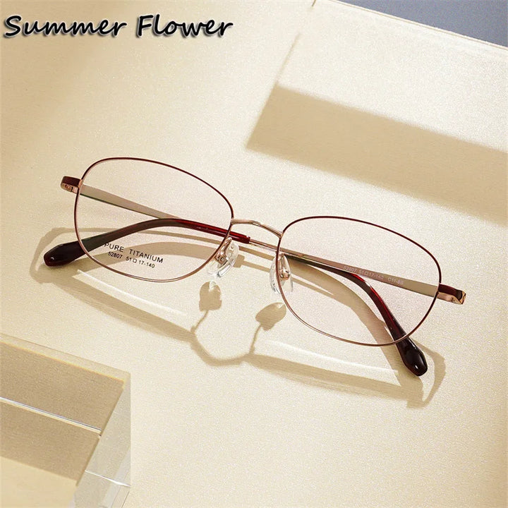 Summer Flower Women's Full Rim Oval Square Titanium Eyeglasses 852807 Full Rim Summer Flower