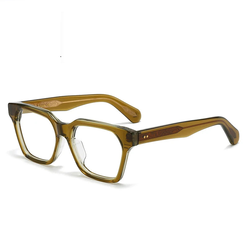 Black Mask Unisex Full Rim Polygon Square Acetate Eyeglasses 443064 Full Rim Black Mask Tawny