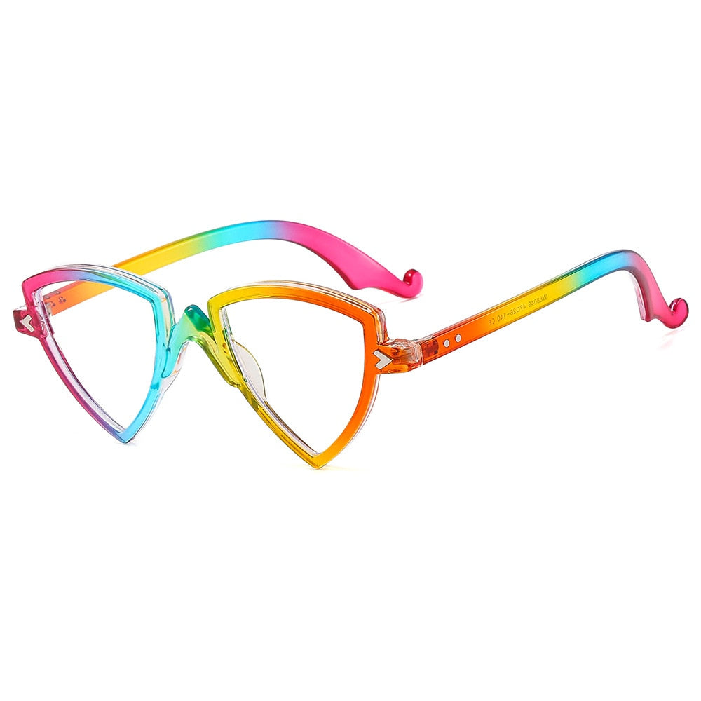 CCSpace Women's Full Rim Irregular Triangle Tr 90 Eyeglasses 56405 Full Rim CCspace Rainbow Beige 
