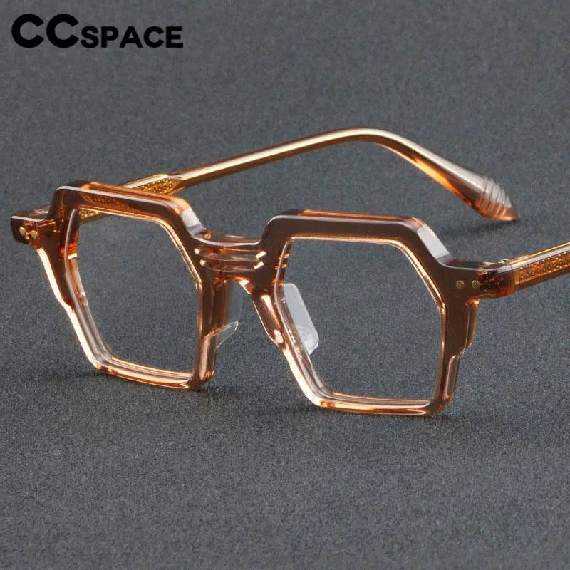 CCSpace Unisex Full Rim Polygon Acetate Eyeglasses 56914 Full Rim CCspace   