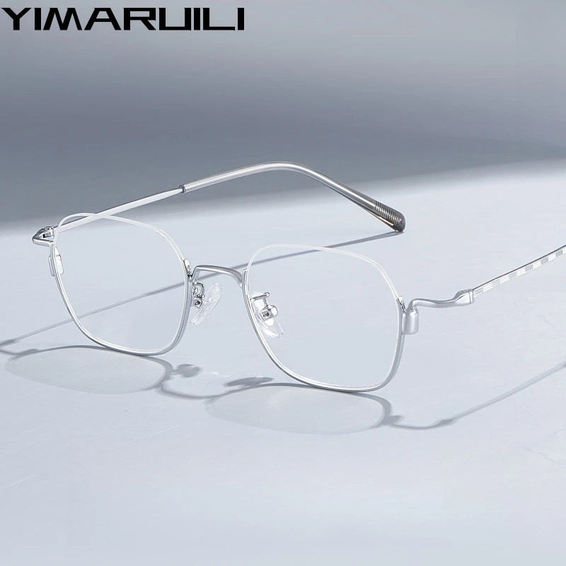 Yimaruili Unisex Bottom Semi Rim Square Alloy Eyeglasses 34907