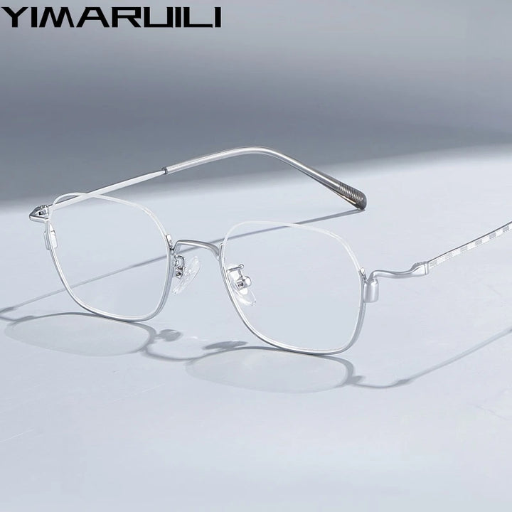 Yimaruili Unisex Bottom Semi Rim Square Alloy Eyeglasses 34907