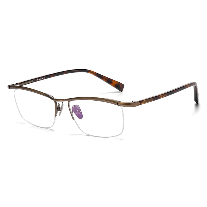 Gatenac Unisex Semi Rim Square Brow Line Titanium Eyeglasses Gxyj876