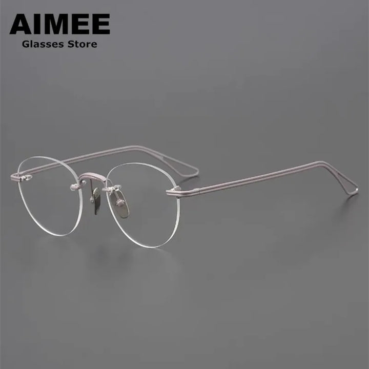 Aimee Women's Rimless Round Oval Titanium Eyeglasses 13439 Rimless Aimee Purple  