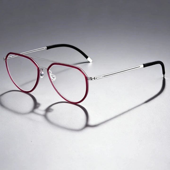 Bobbie 472841 Unisex Acetate Full Rim Oval Double Bridge Titanium Frames — view 1 | Bobbie at FuzWeb