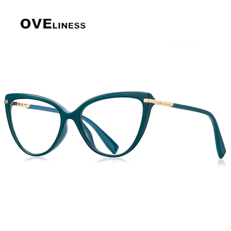 Oveliness Women's Full Rim Cat Eye Tr 90 Titanium Eyeglasses 2098 Full Rim Oveliness C4 green  
