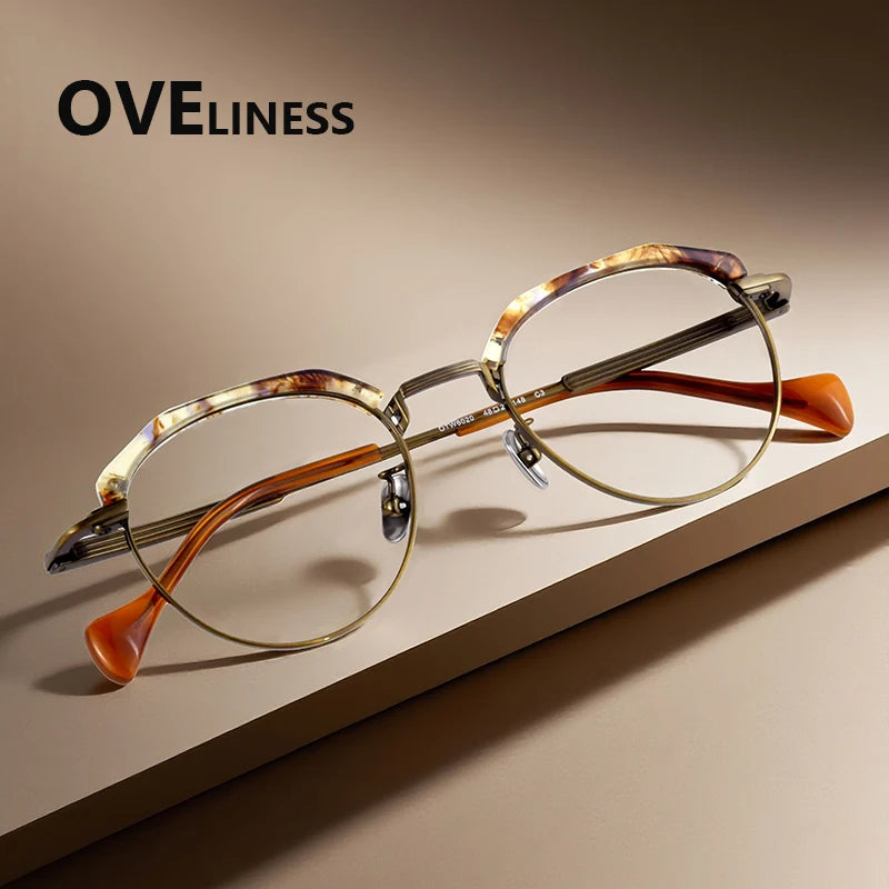 Oveliness Women's Full Rim Oval Acetate Titanium Eyeglasses 96020