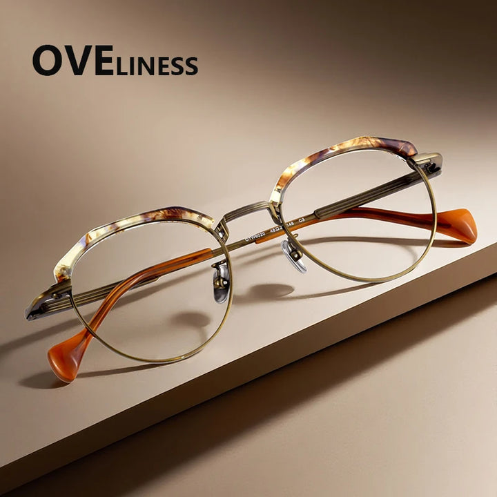 Oveliness Women's Full Rim Oval Acetate Titanium Eyeglasses 96020